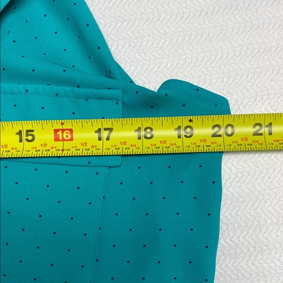 LOFT Blouse Sleeveless Pockets Polka Dot Mixed Media Teal Size Large - Picture 5 of 8